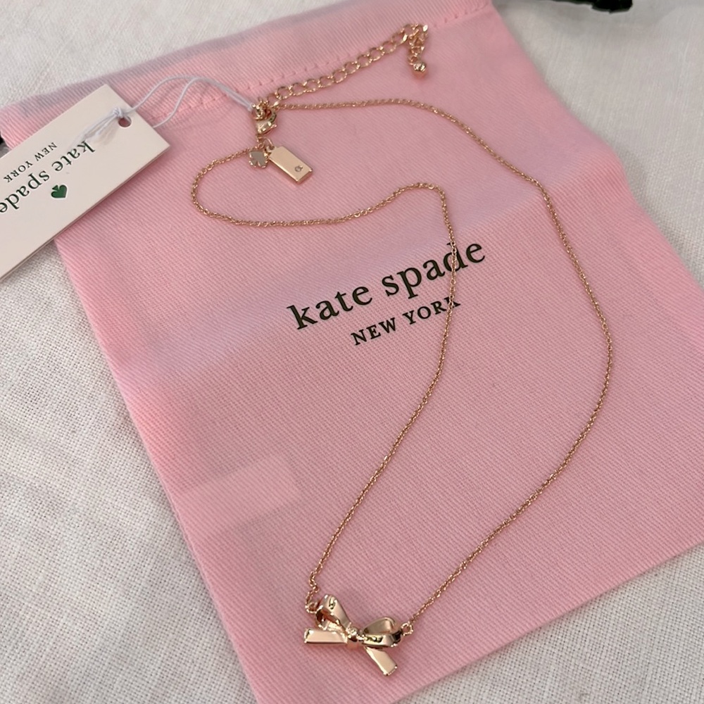 NWT Kate Spade Rose Gold Mini Bow Necklace